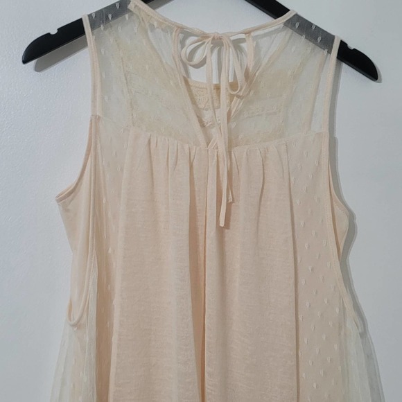 Ryu Top Small‎ Cream Lace Knit Sleeveless Tank Boho Peasant Flowy Hi Low Hem Y2K - Picture 6 of 10